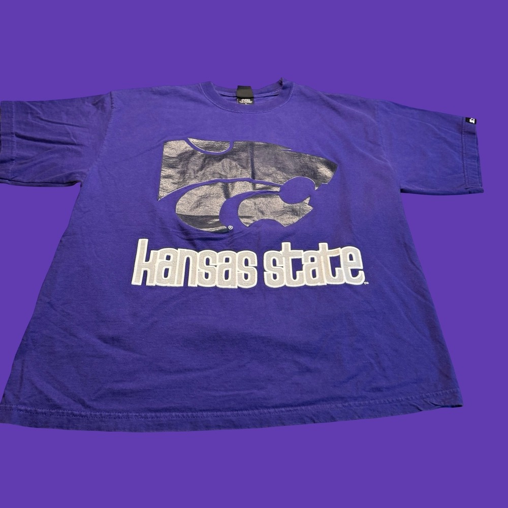 Starter Kansas State Wildcats T Shirt Large Purple NCAA College Football Vintage